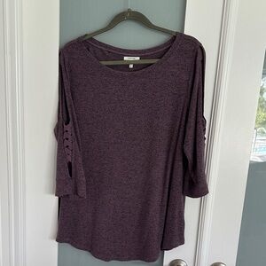 Maurices Ladies L Long Sleeve Top in Eggplant with Black Specs